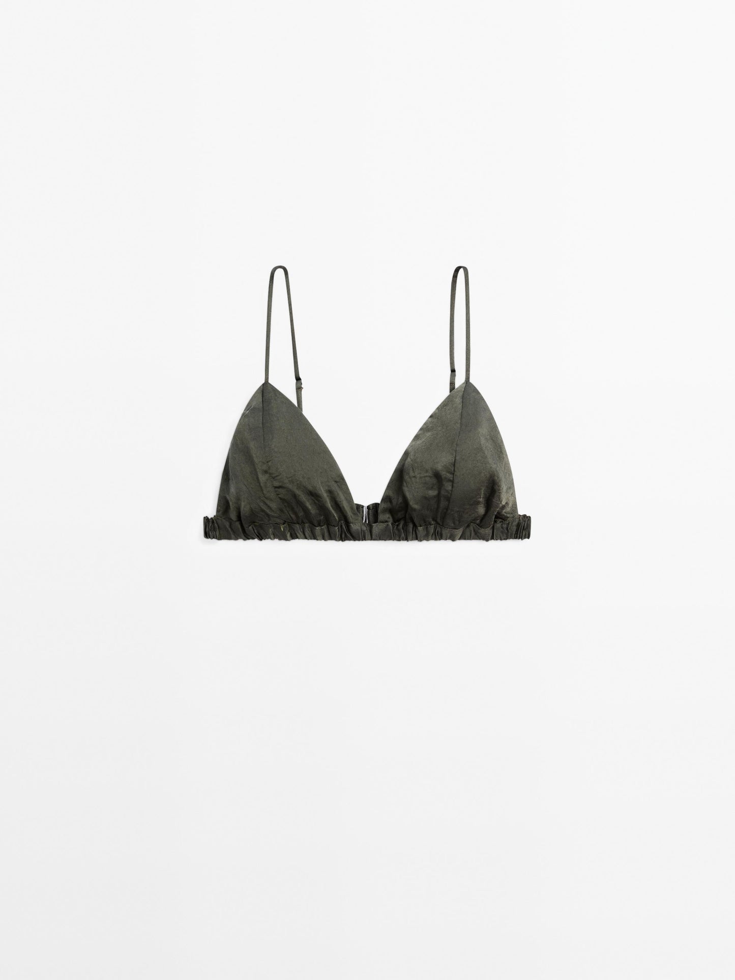 Satin triangle bra with elasticated detail