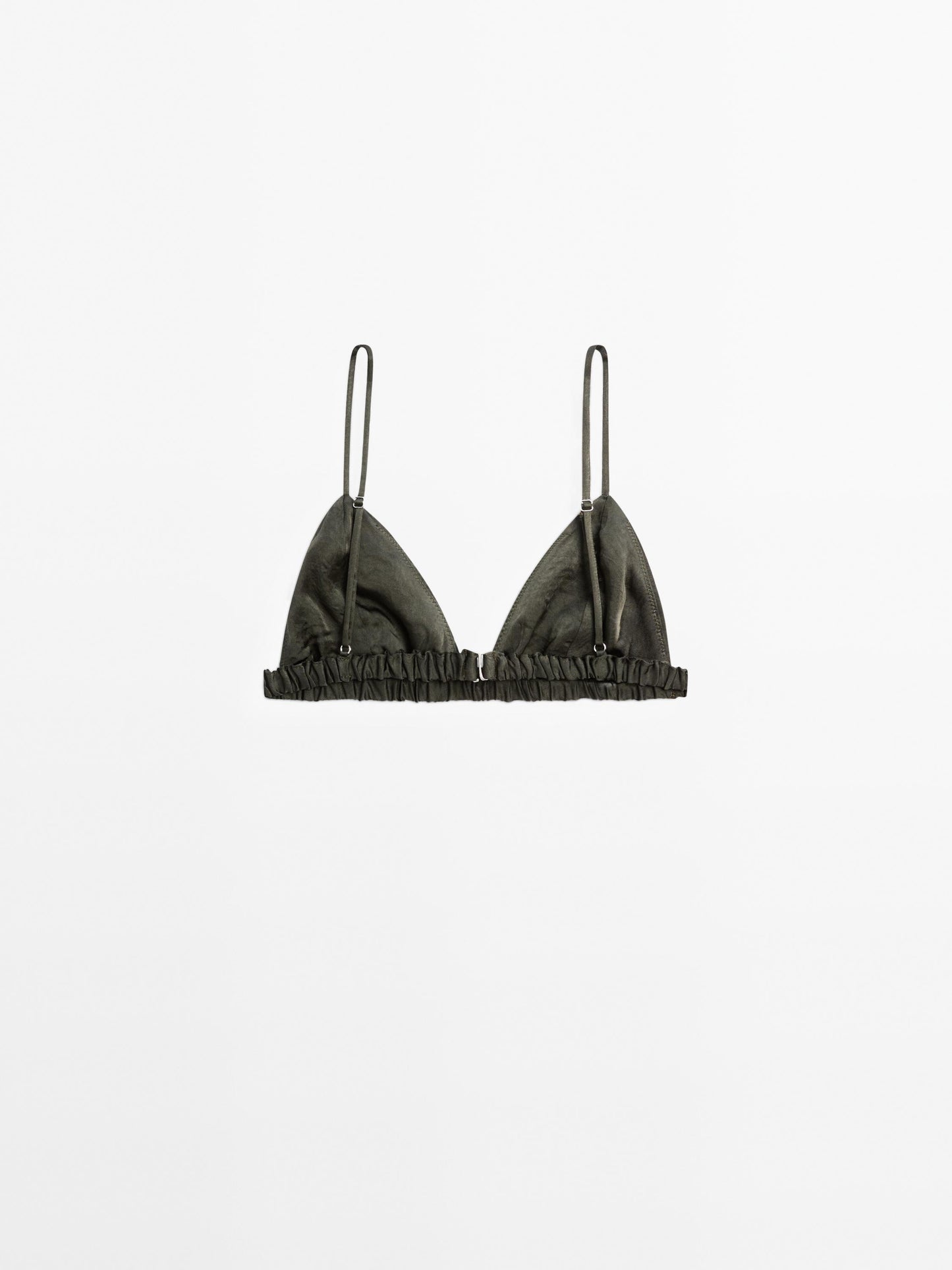 Satin triangle bra with elasticated detail