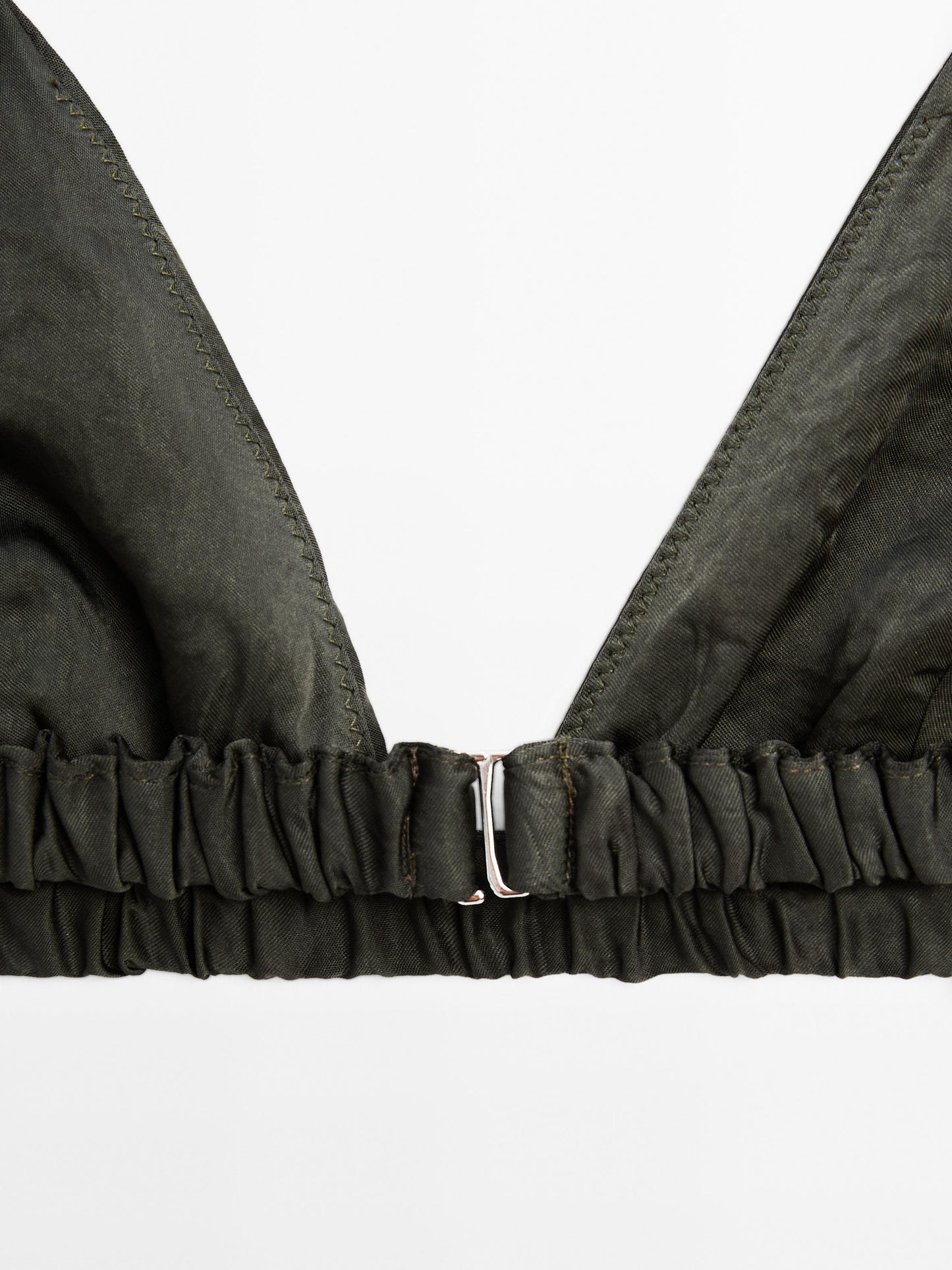 Satin triangle bra with elasticated detail