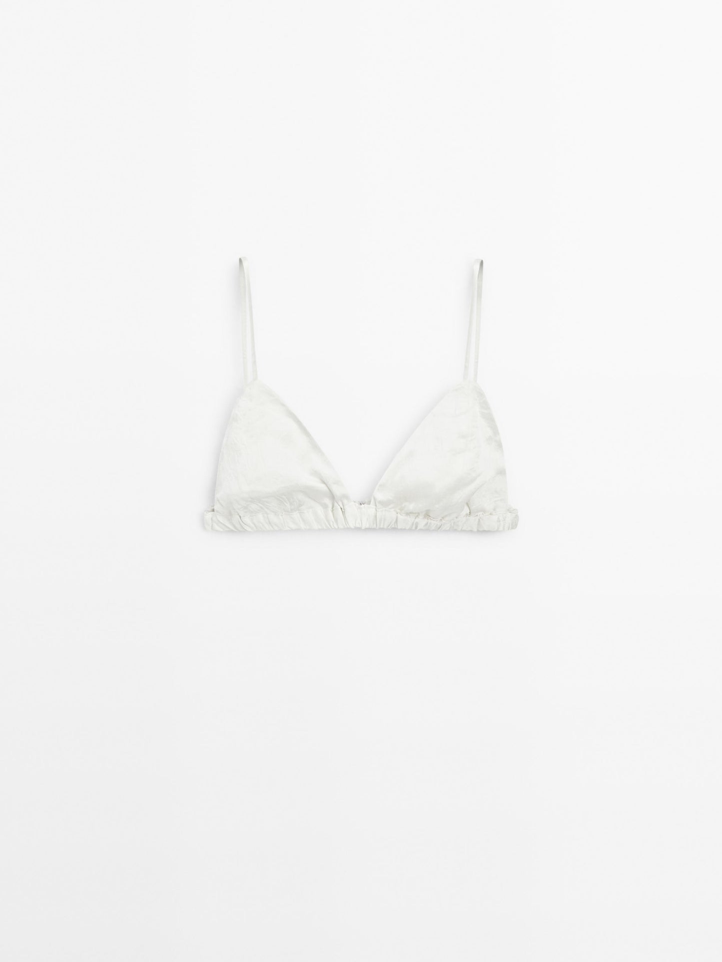 Satin triangle bra with elasticated detail