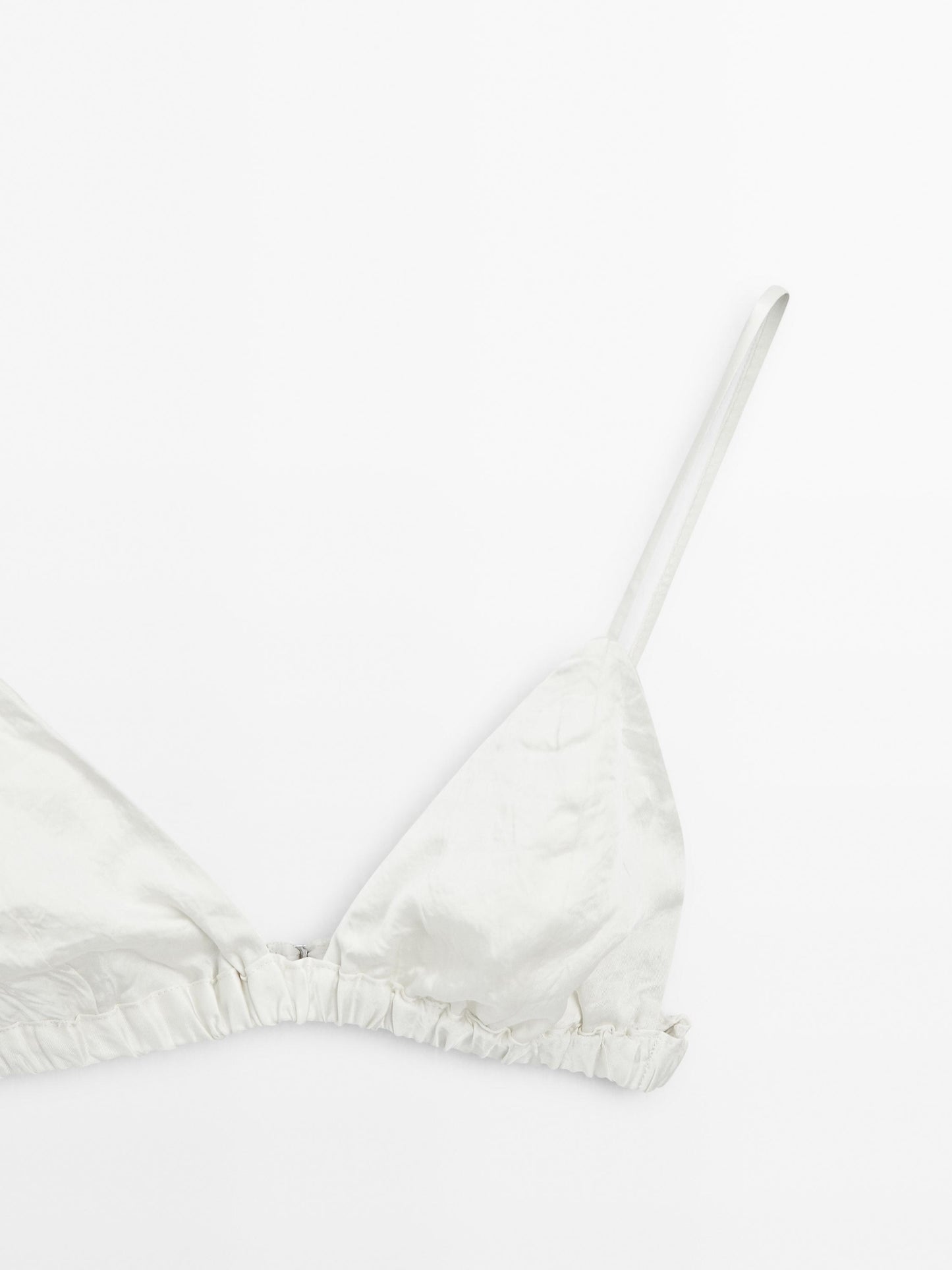 Satin triangle bra with elasticated detail