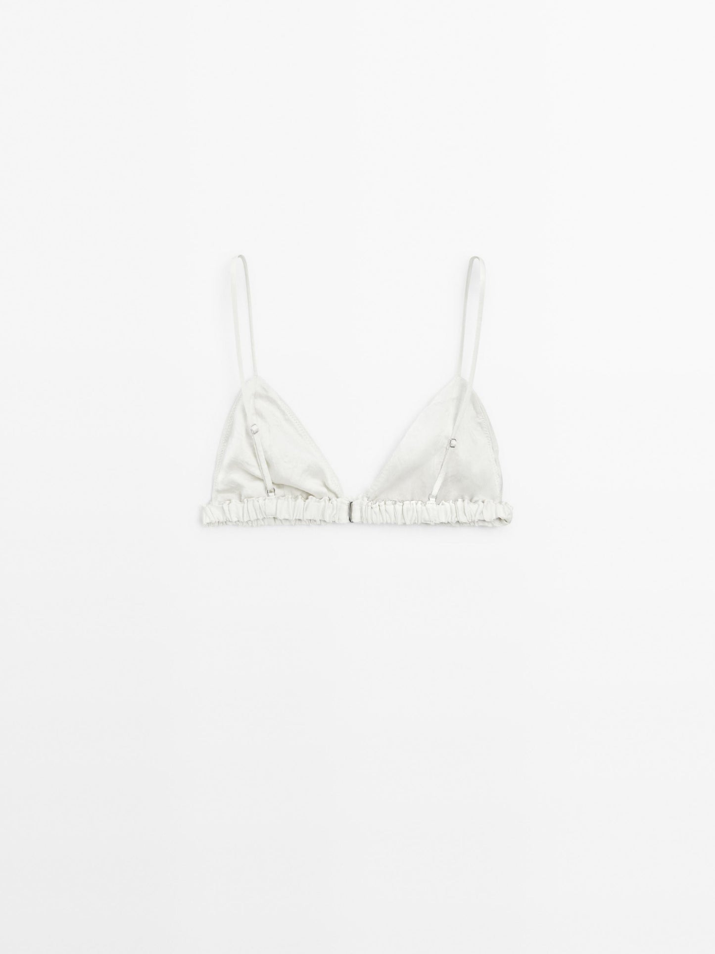 Satin triangle bra with elasticated detail