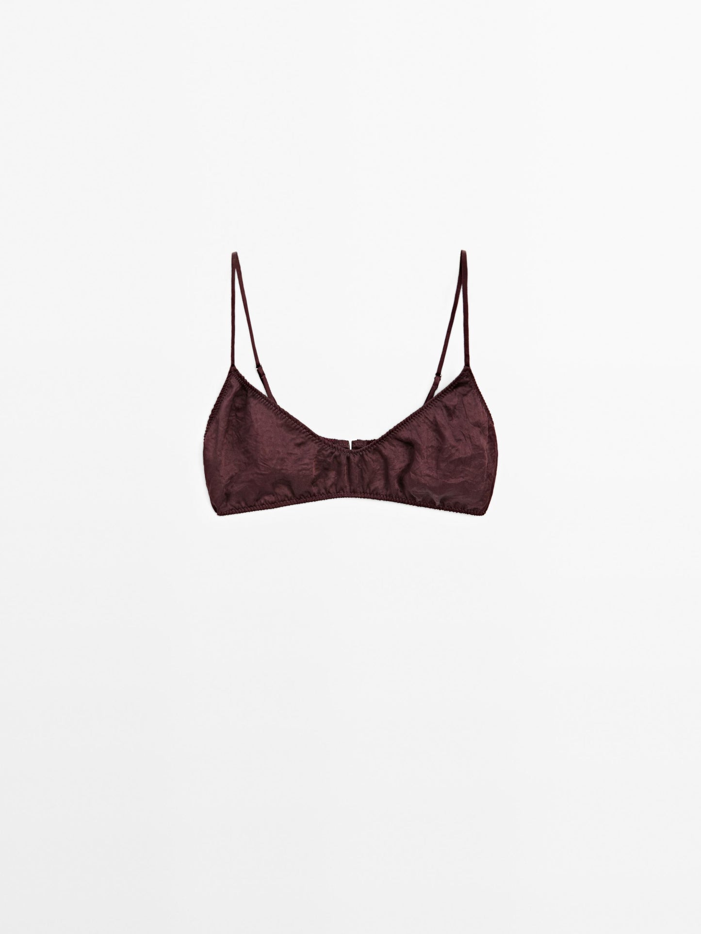 Gathered satin triangle bra