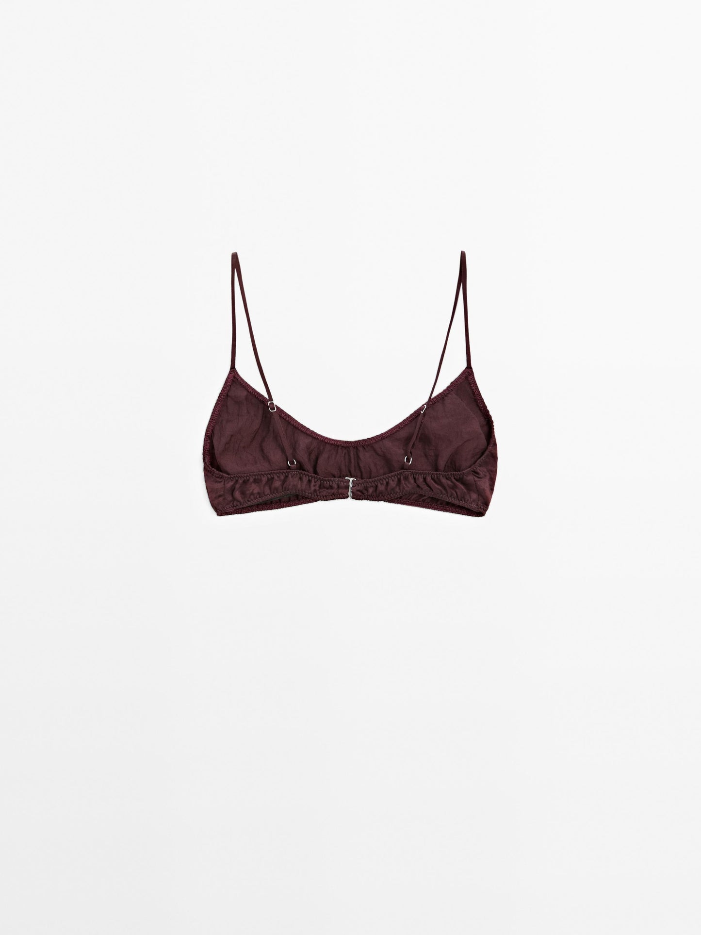 Gathered satin triangle bra