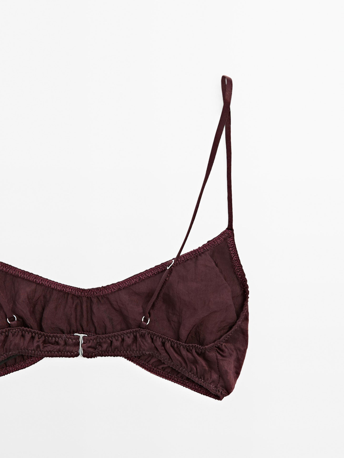 Gathered satin triangle bra
