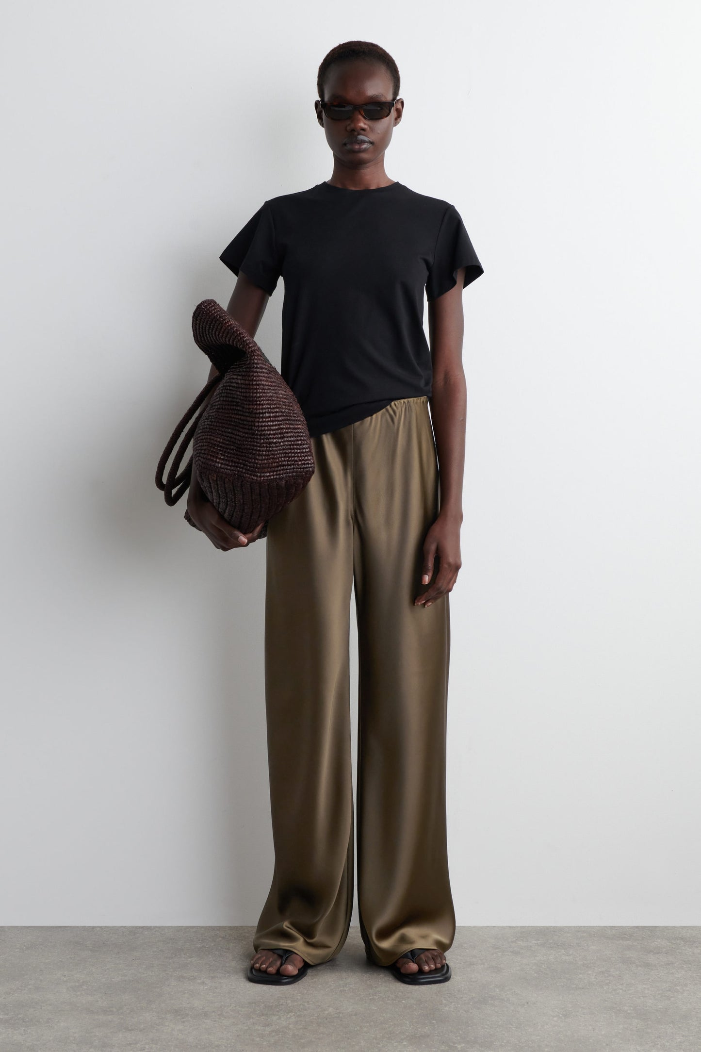 Satin Wide-Leg Trousers