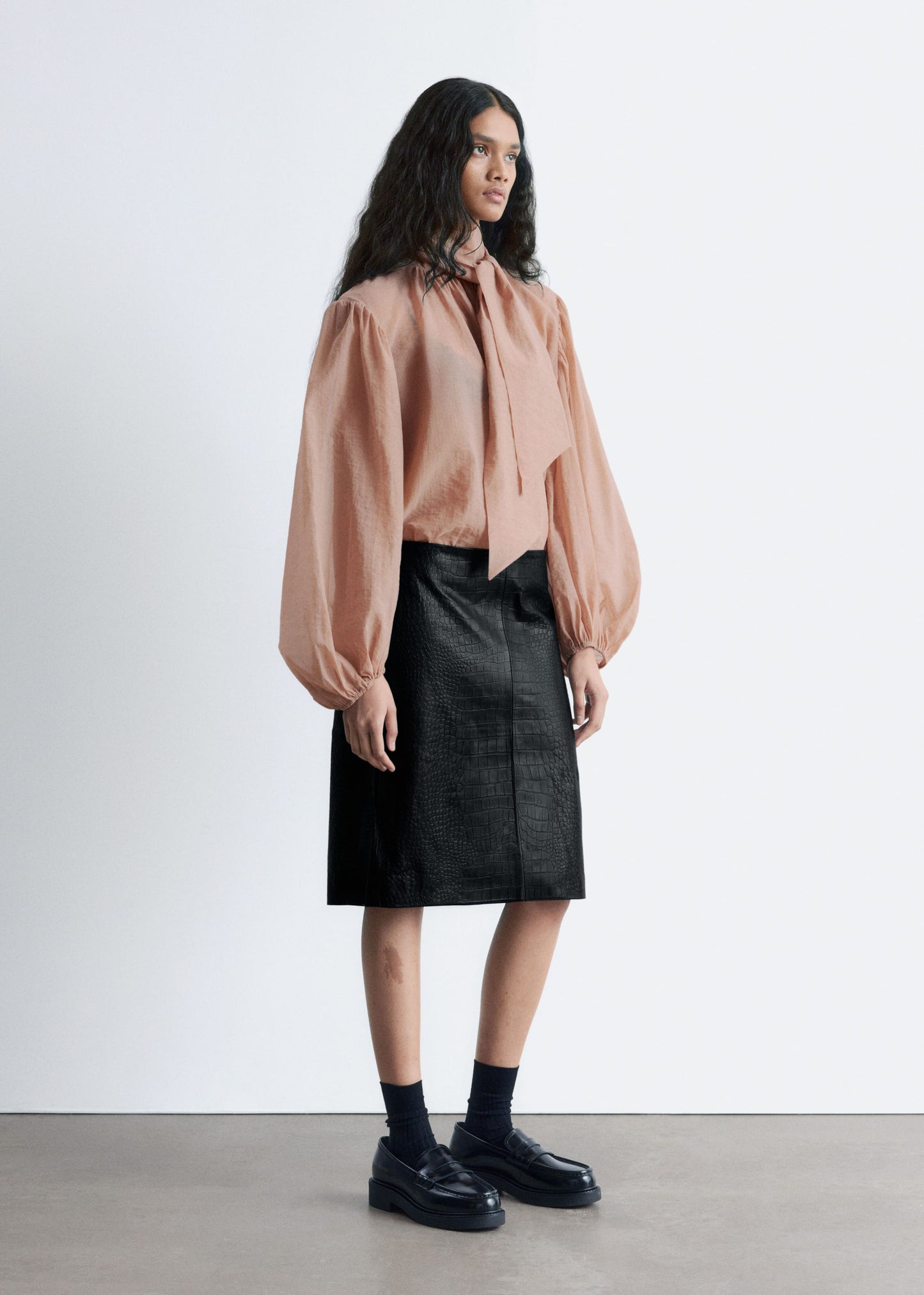 Puff-Sleeve Bow-Detail Blouse