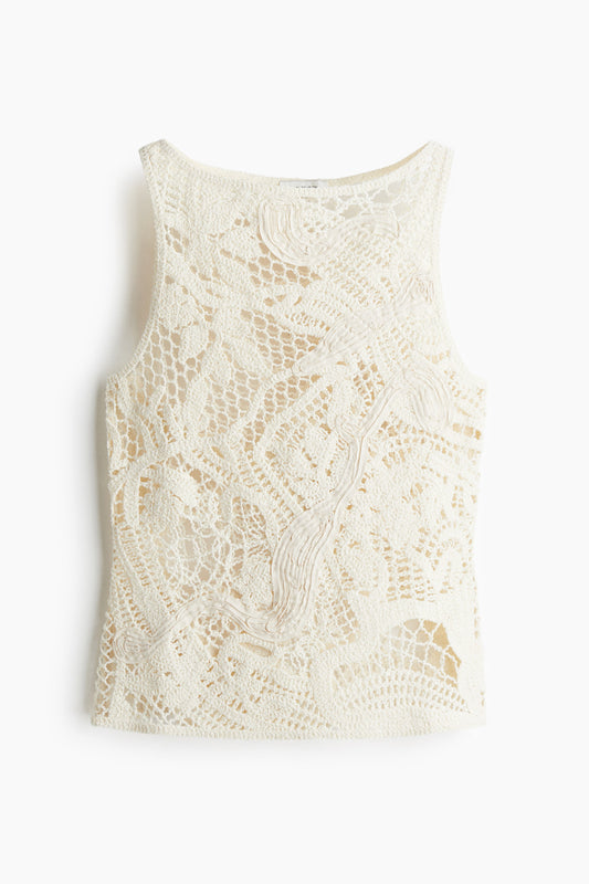 Crochet-look vest top