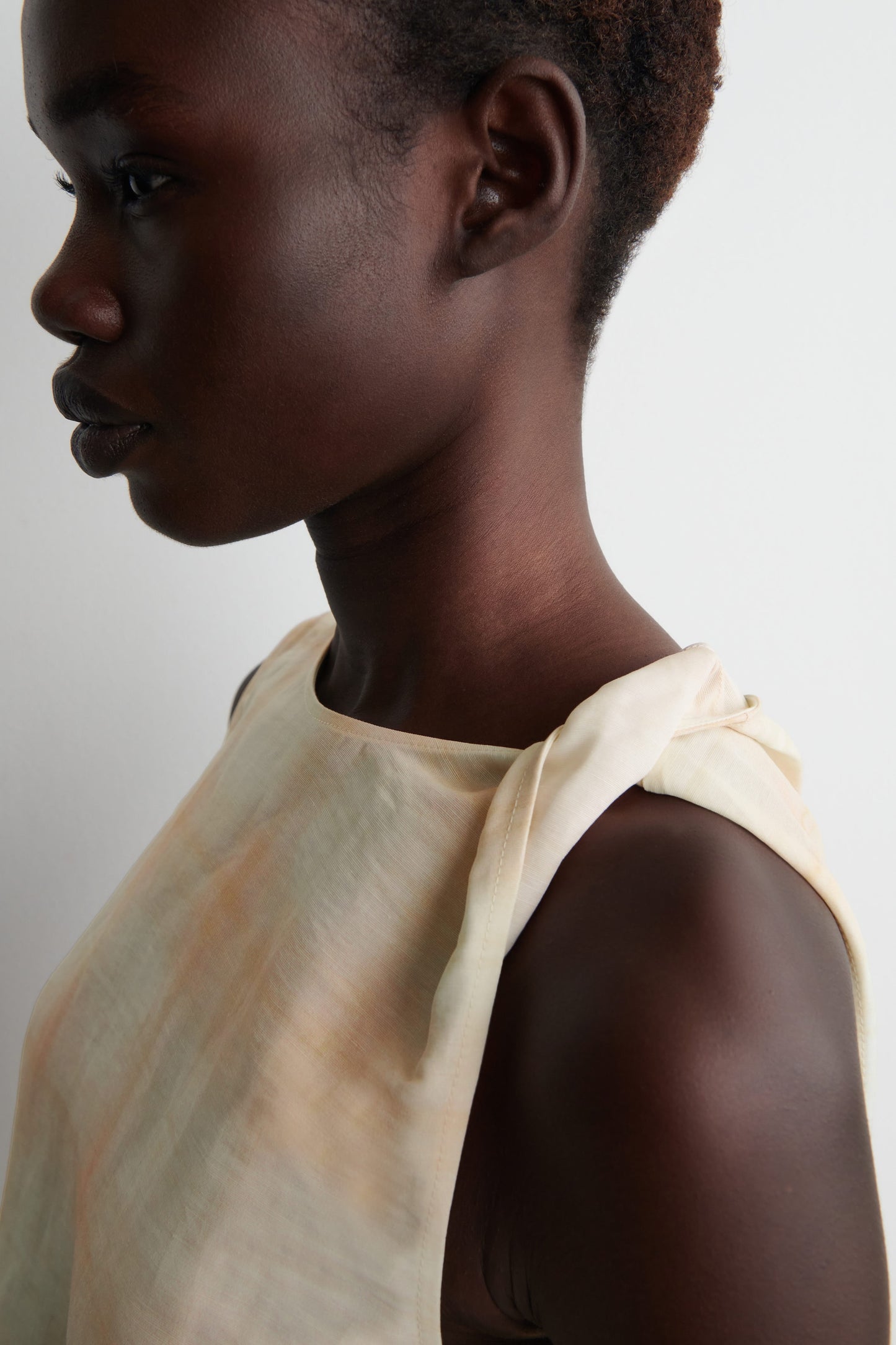 Checked Twisted-Shoulder Top