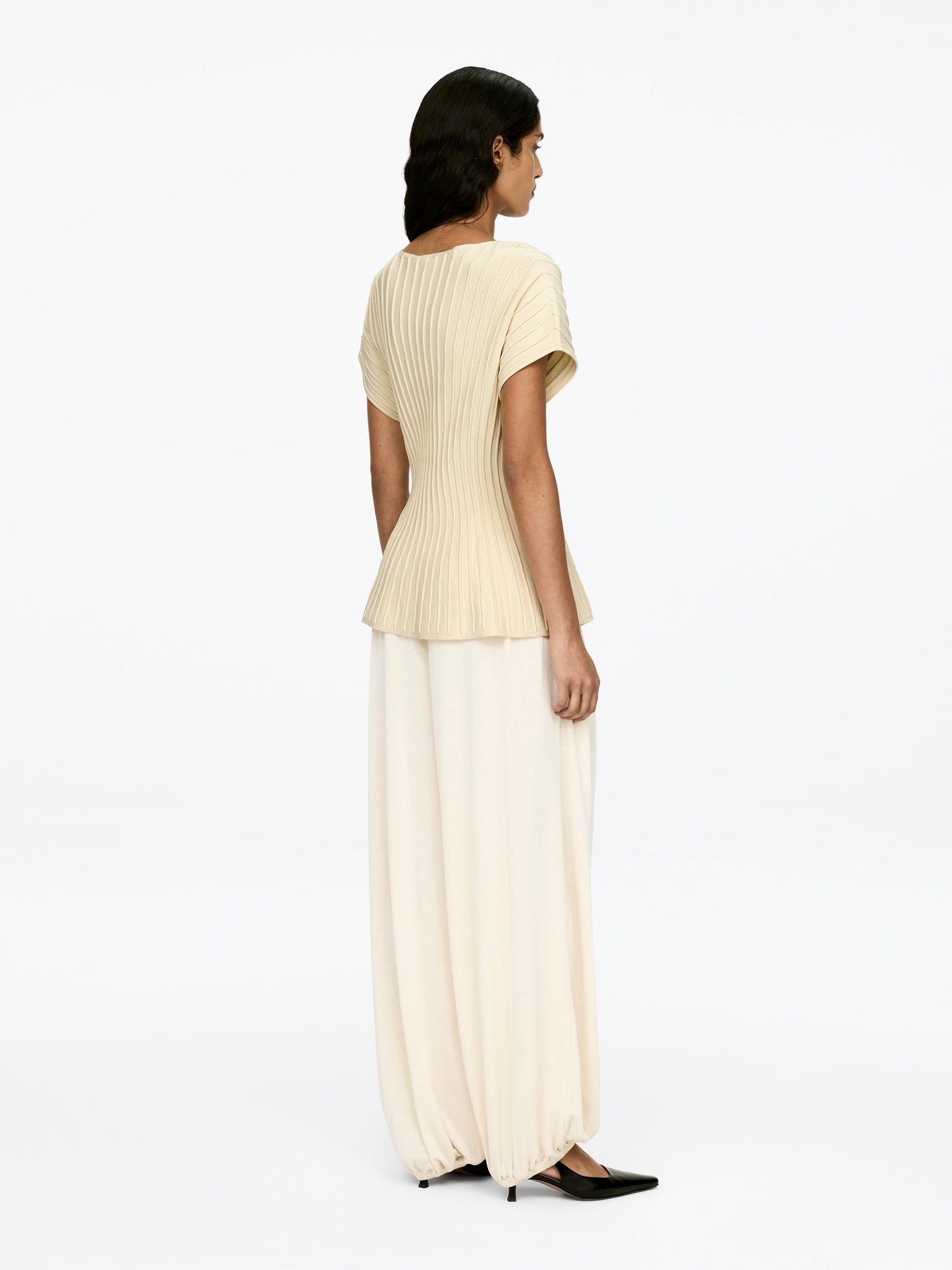 Fine-Knit Peplum Top