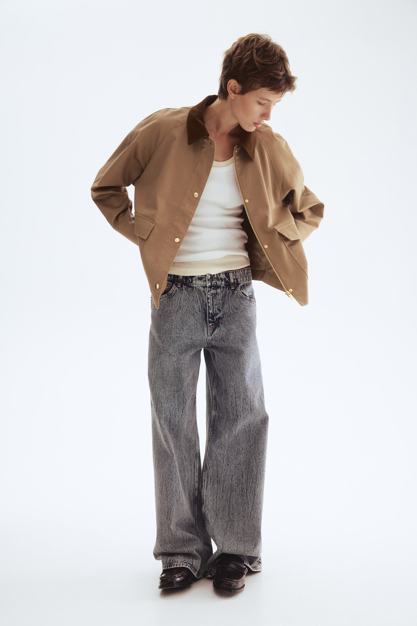 Corduroy-collar jacket