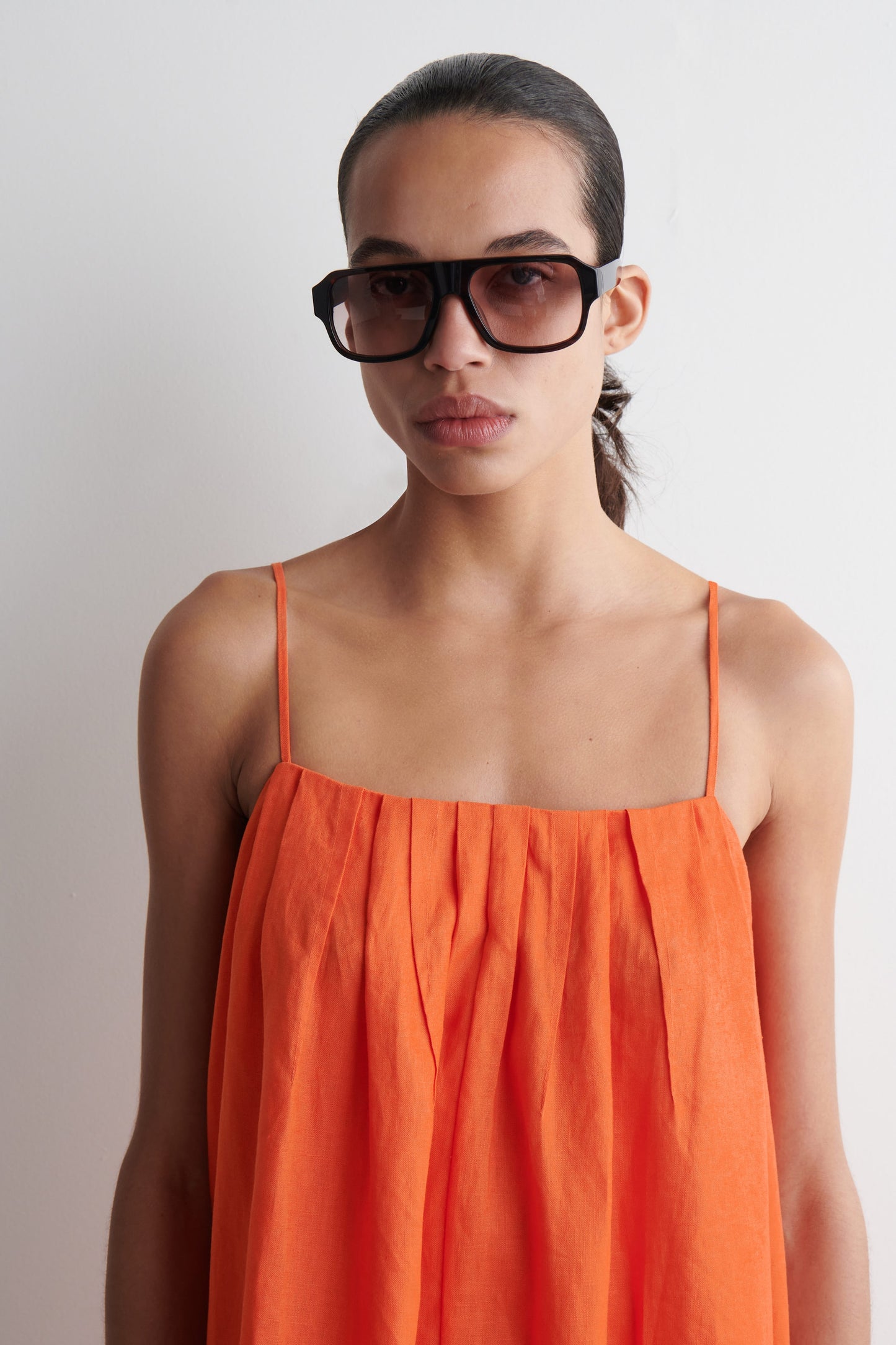 Pleated Linen Maxi Dress