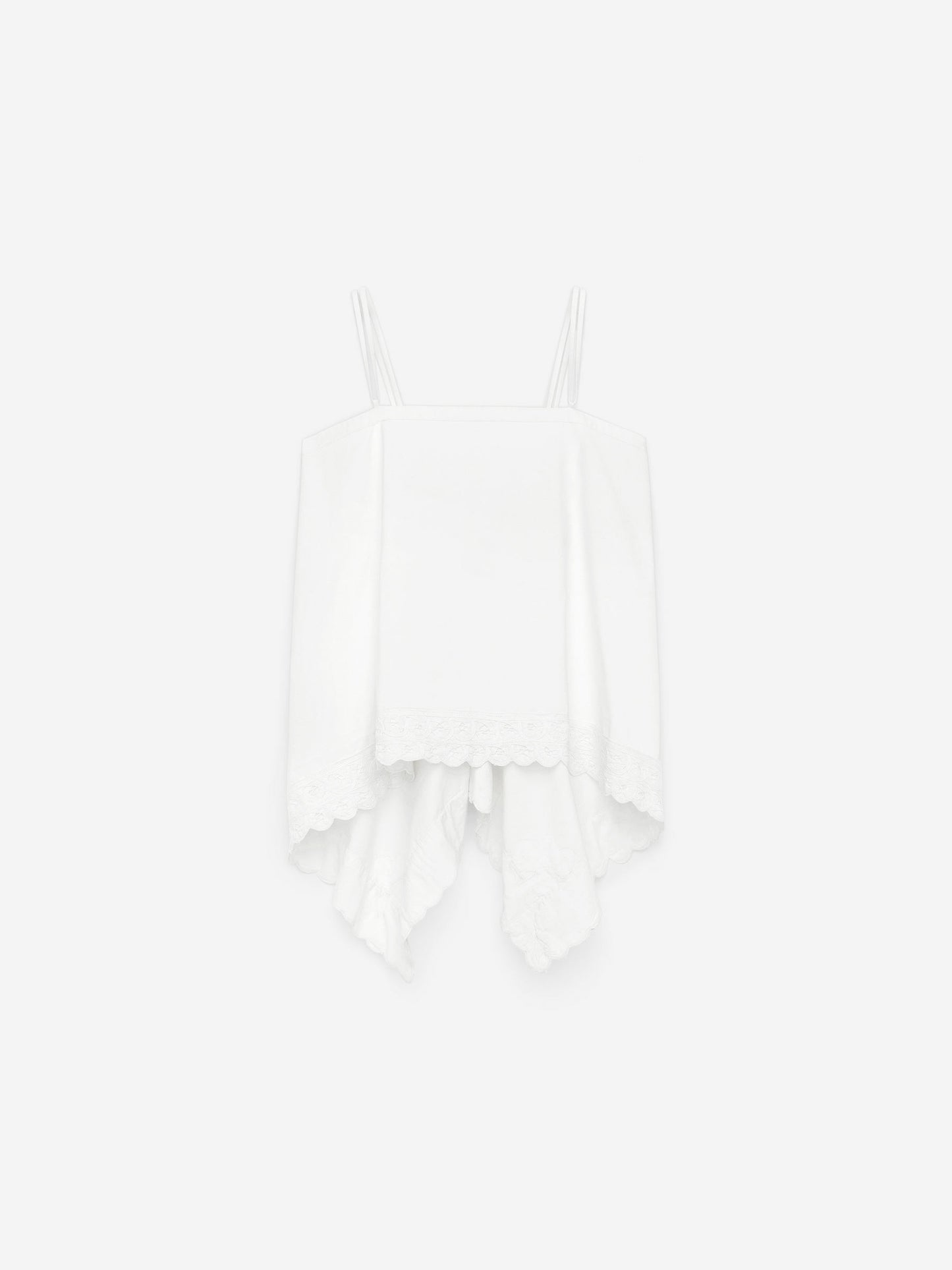 Embroidery-Detail Strap Top