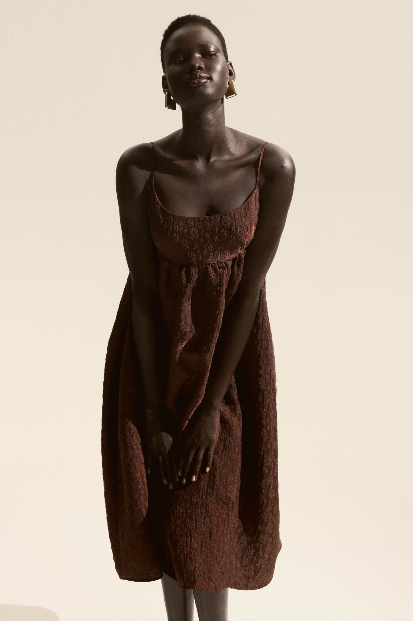 Jacquard-weave strappy dress
