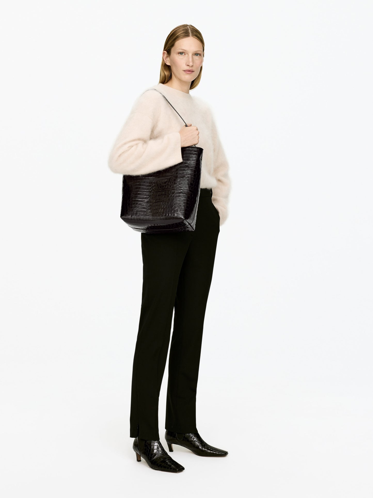 Croc-Effect Leather Tote