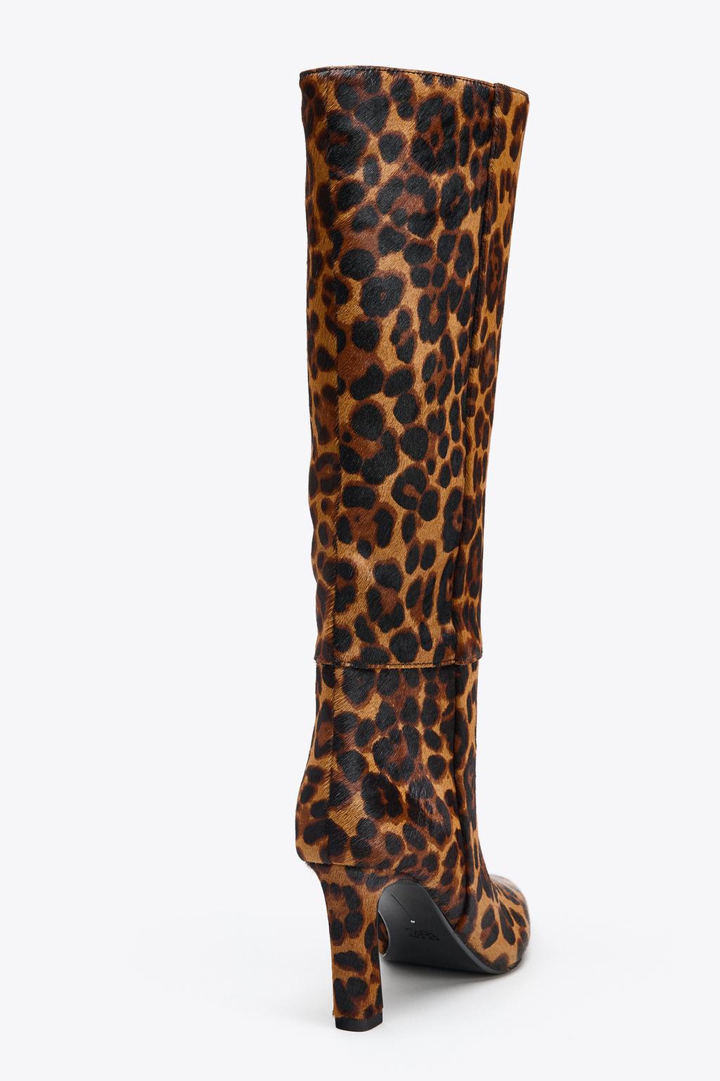 Animal Print Leather And Sheepskin Boots