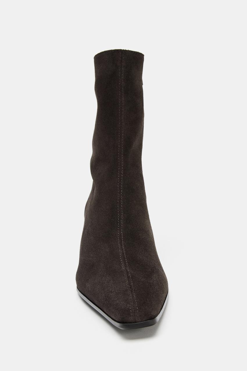 Split Suede Kitten Heel Ankle Boots