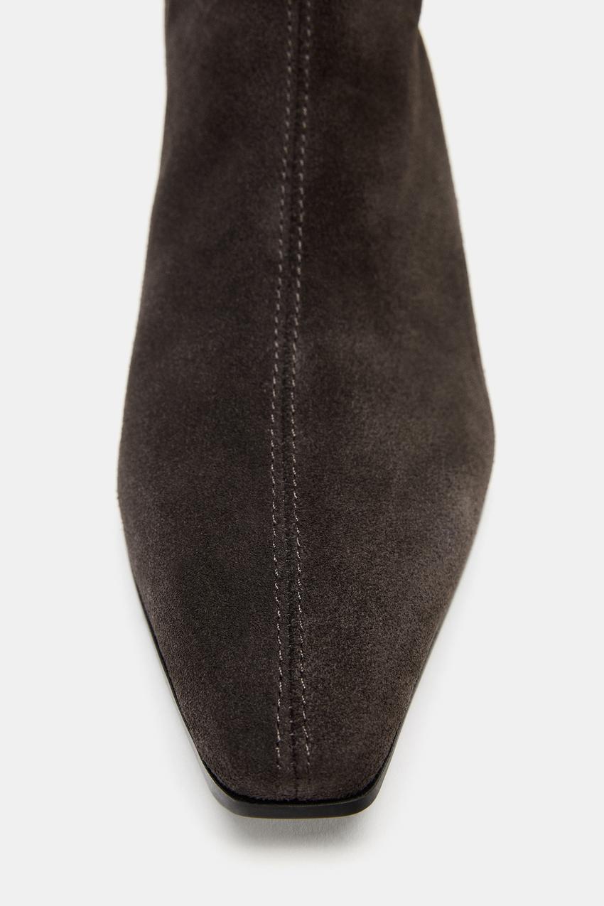 Split Suede Kitten Heel Ankle Boots