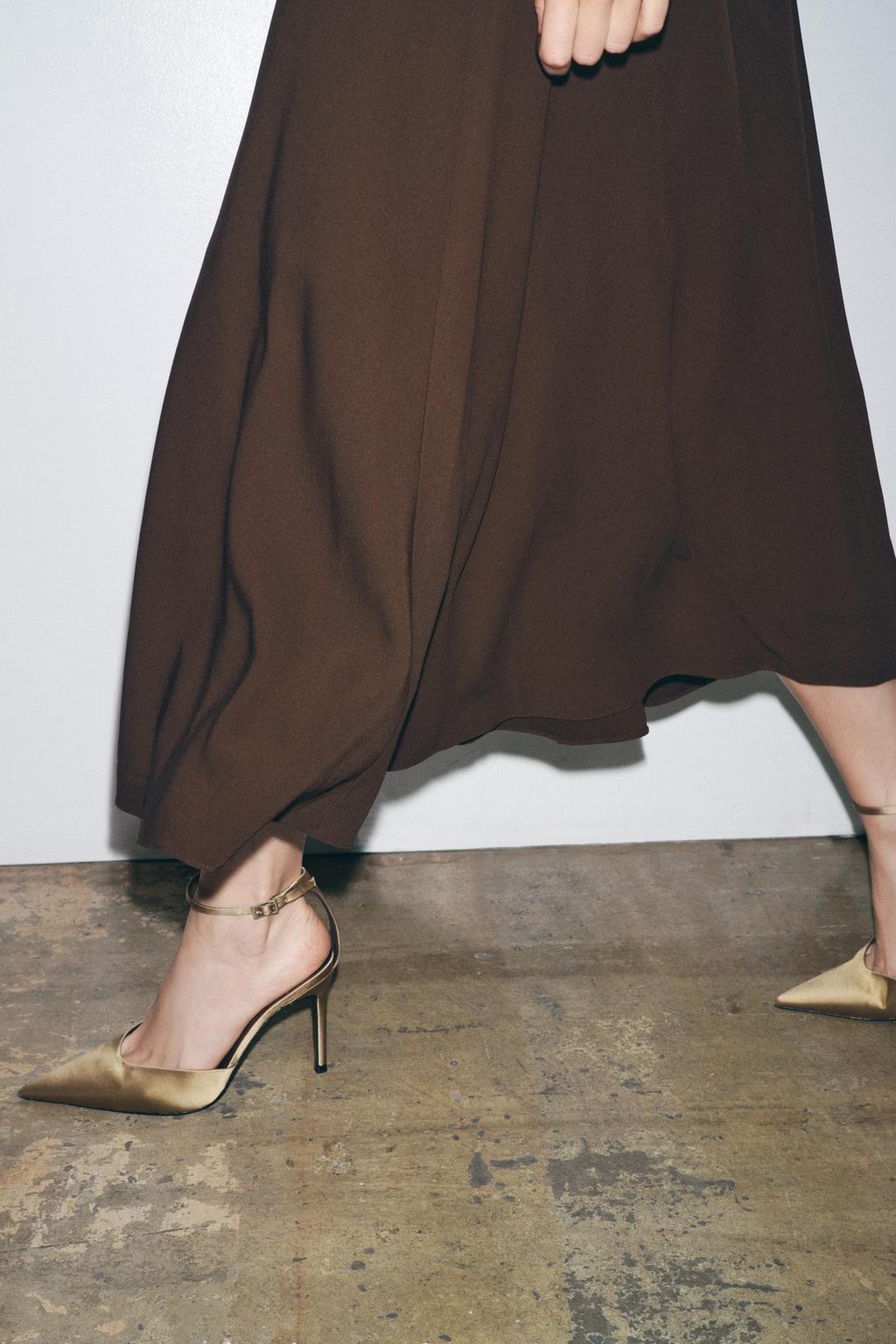 Satin High-Heel Shoes with Strap