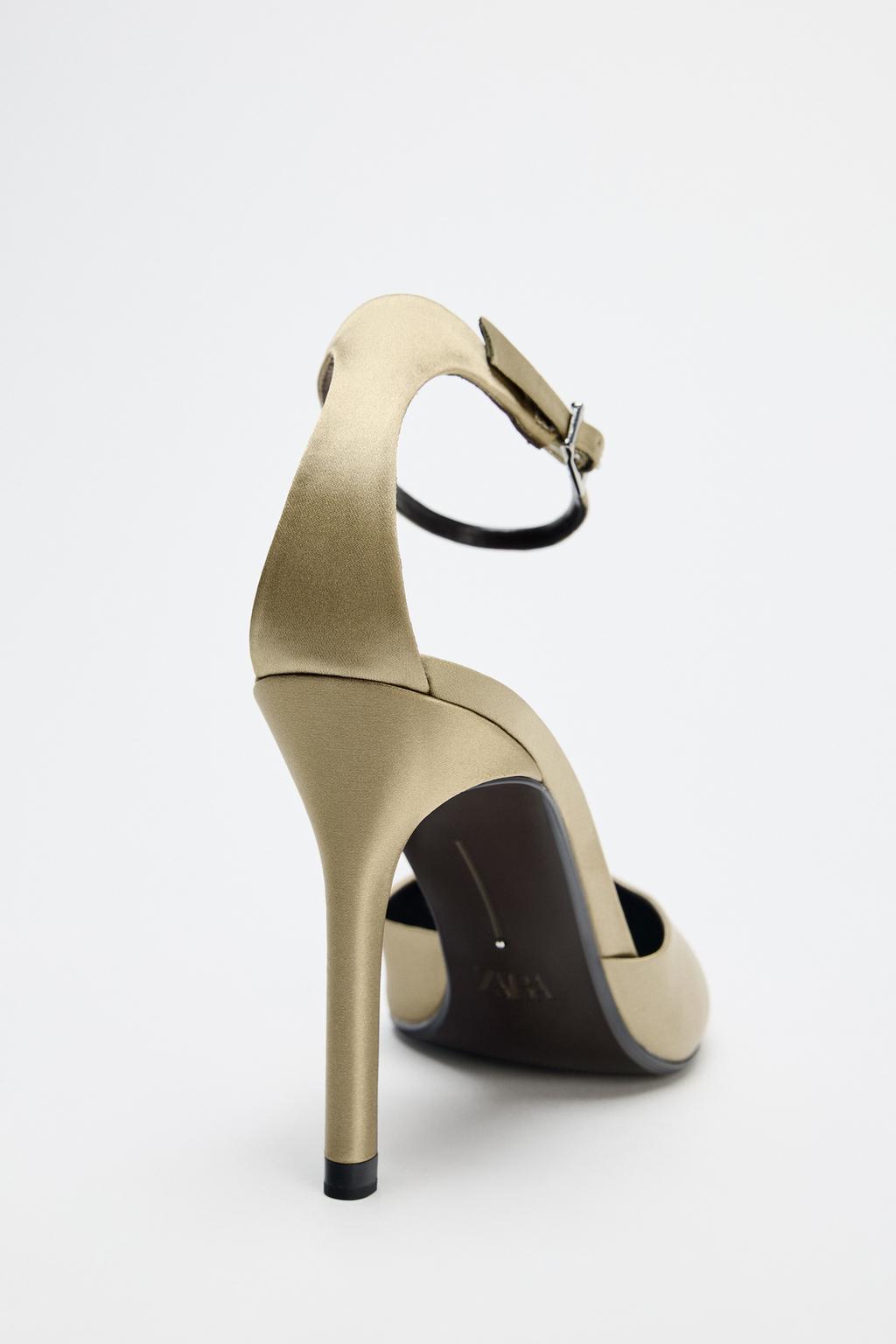 Satin High-Heel Shoes with Strap