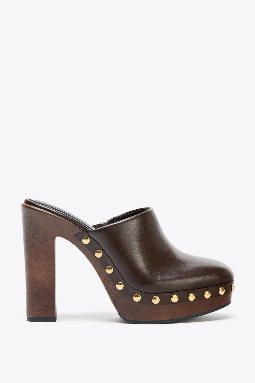 Studded High Heel Clogs