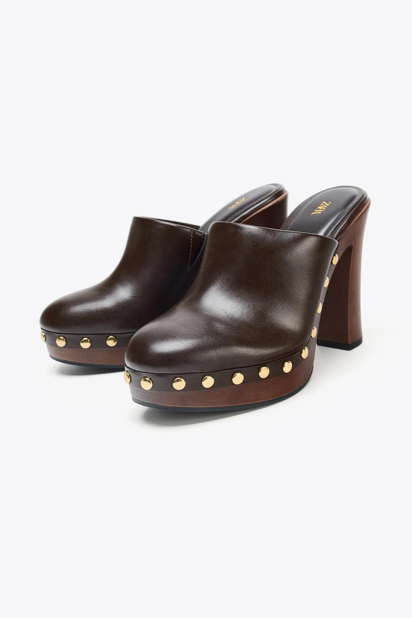 Studded High Heel Clogs