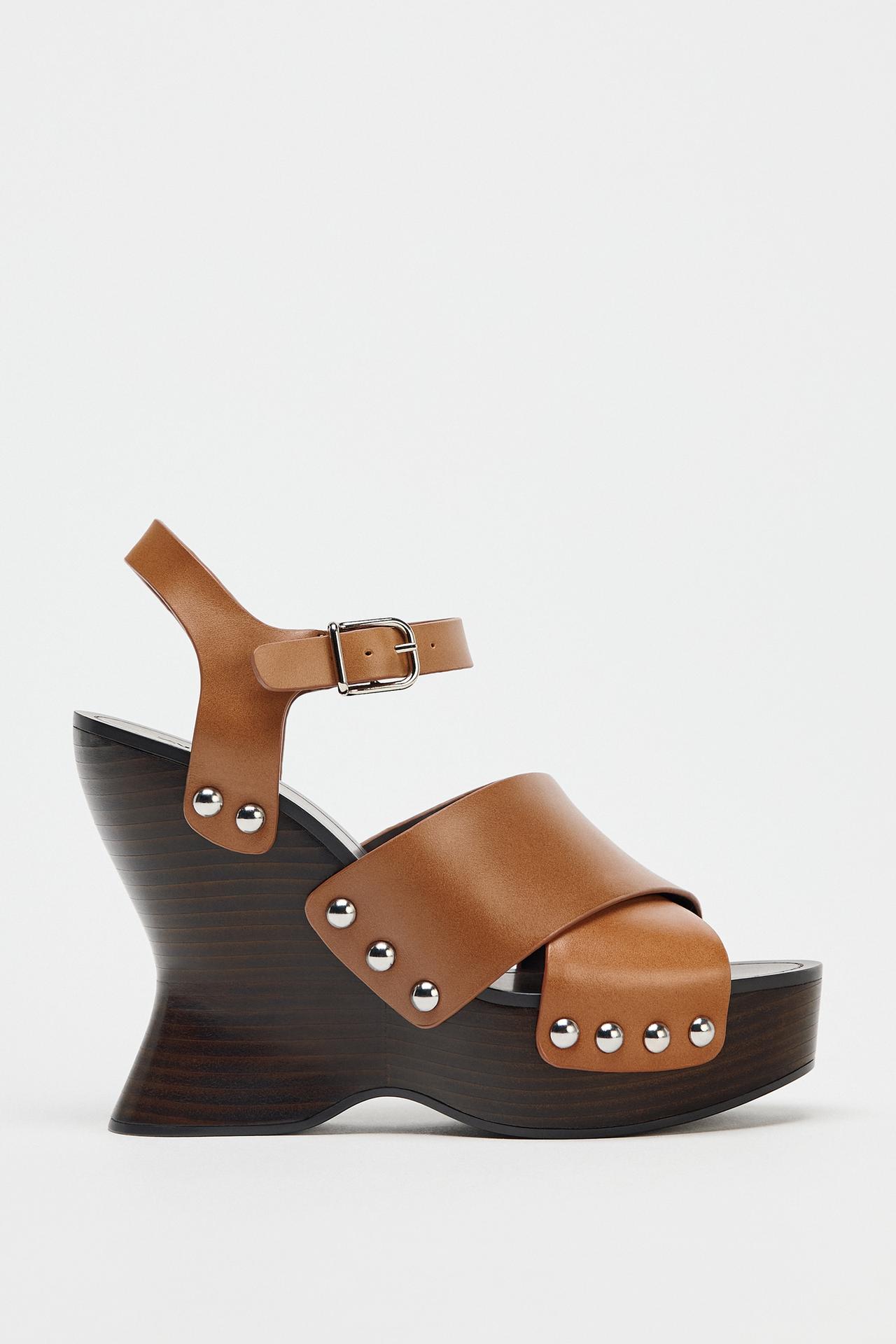Leather Studded Wedges