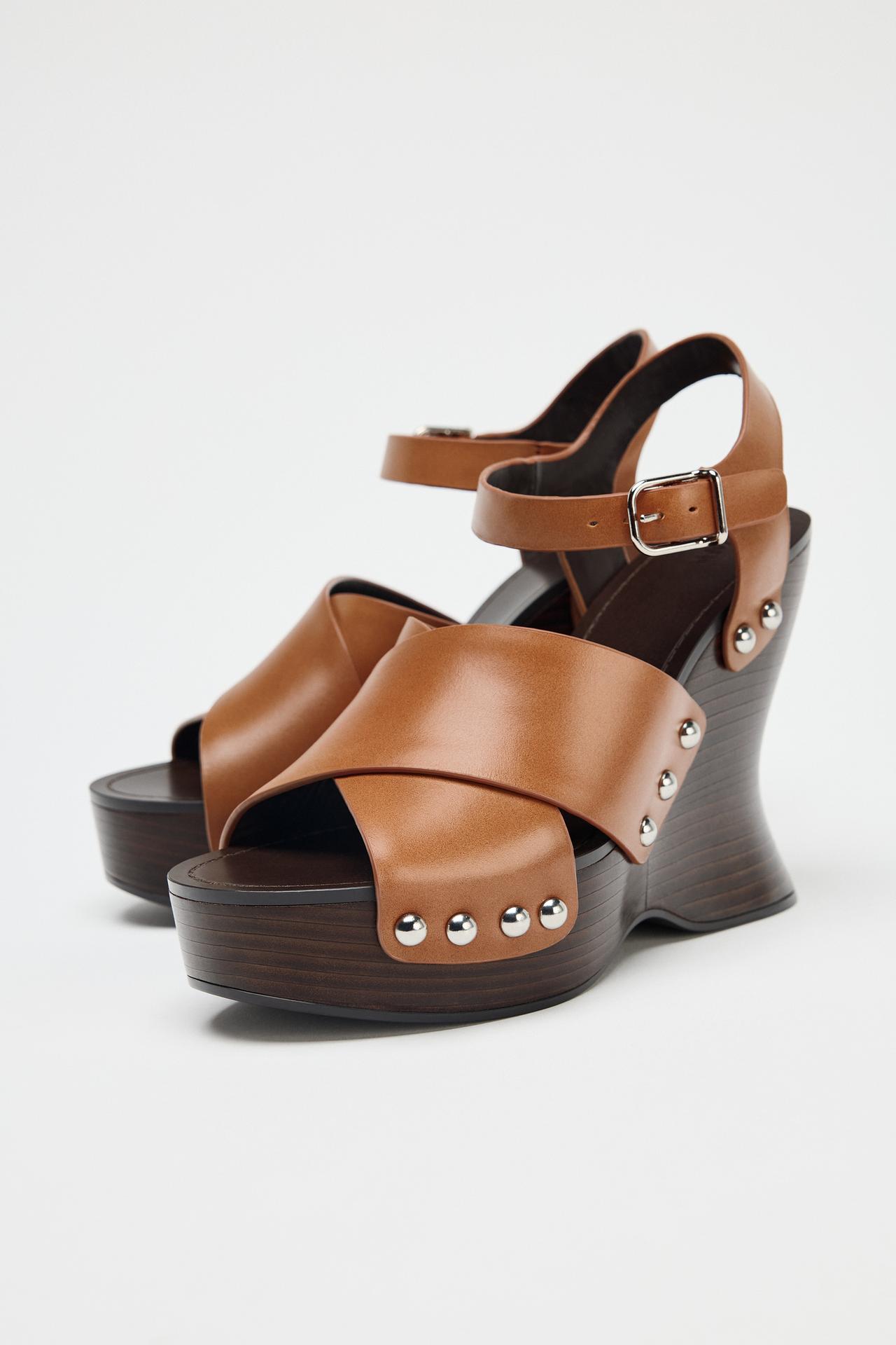 Leather Studded Wedges