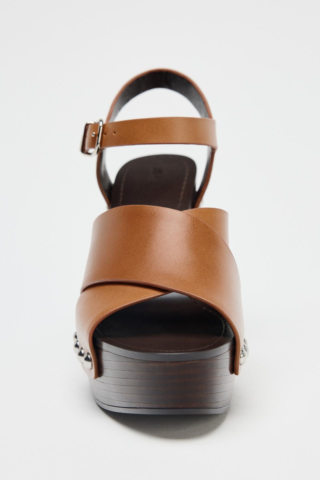 Leather Studded Wedges