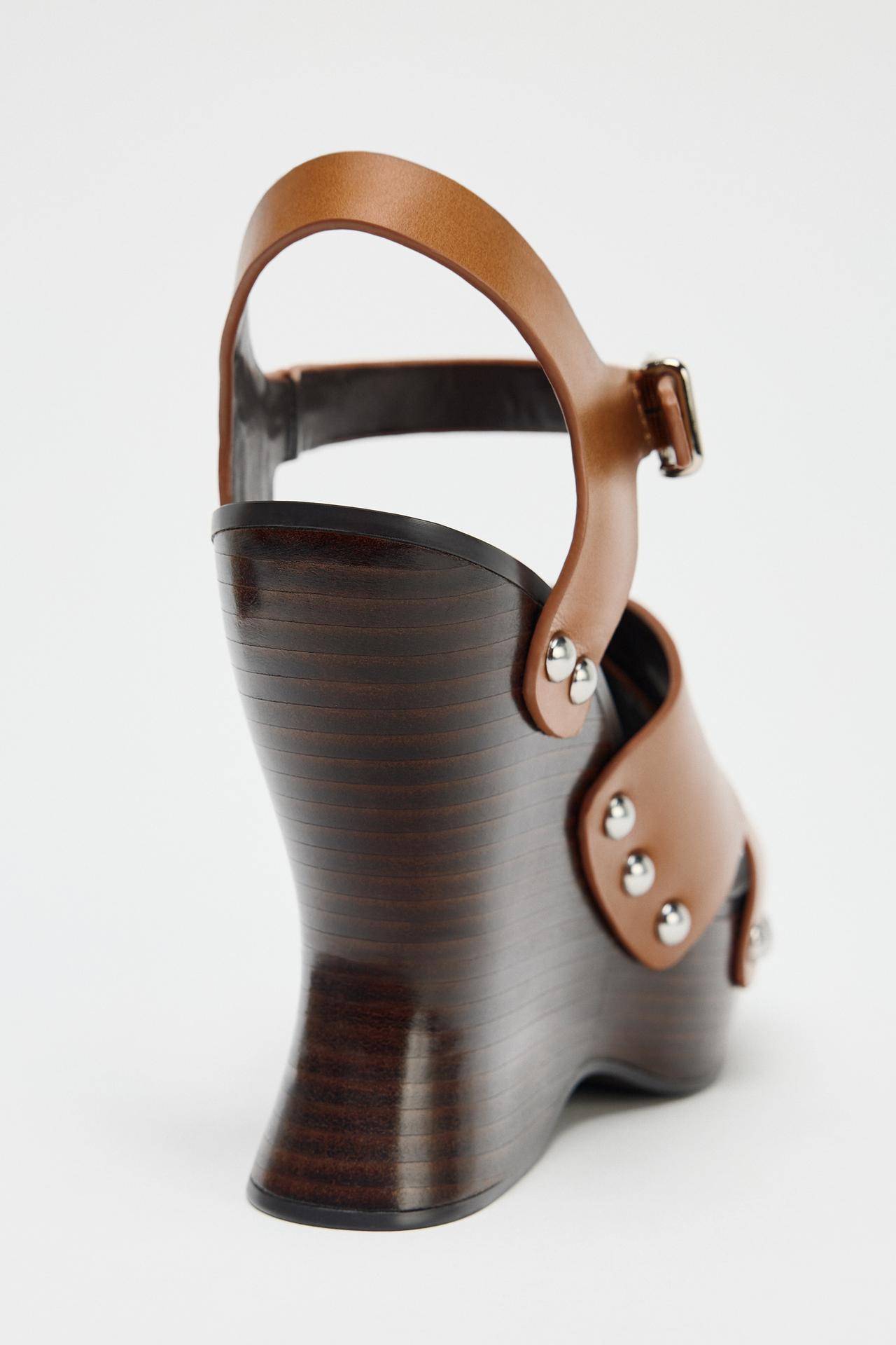 Leather Studded Wedges