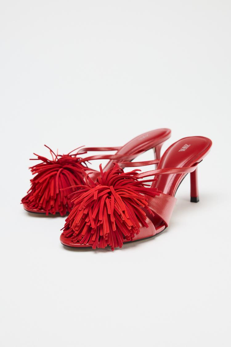 Fringed High-Heel Sandals