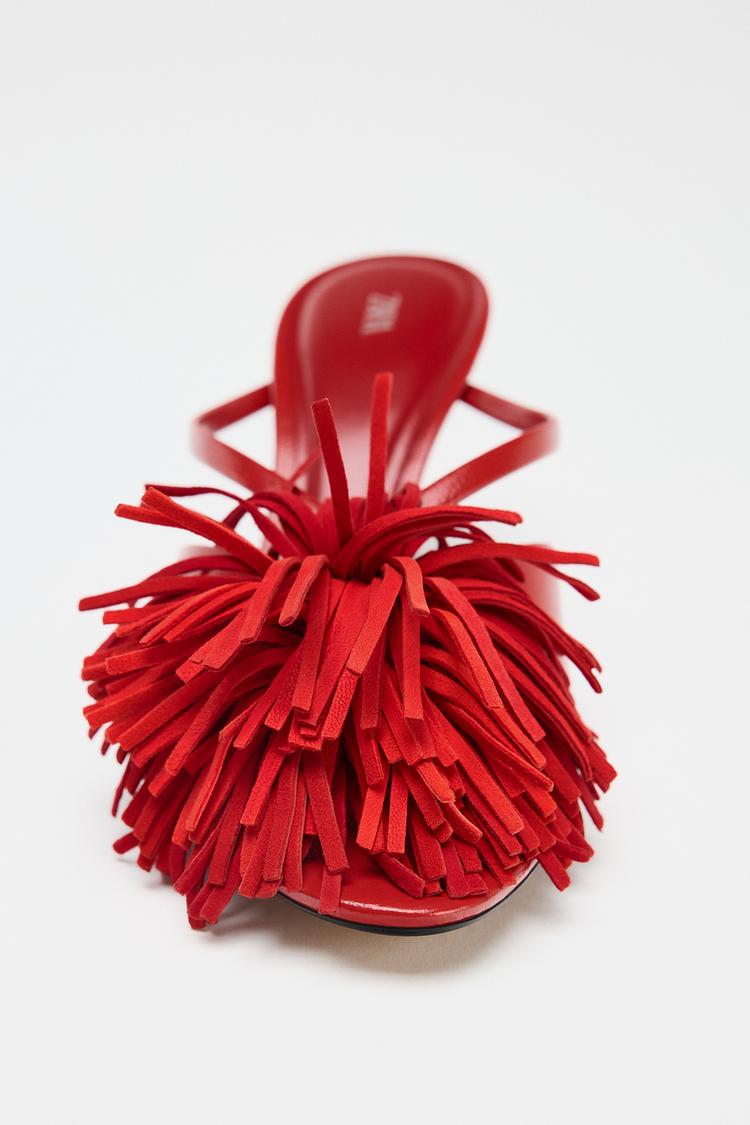 Fringed High-Heel Sandals