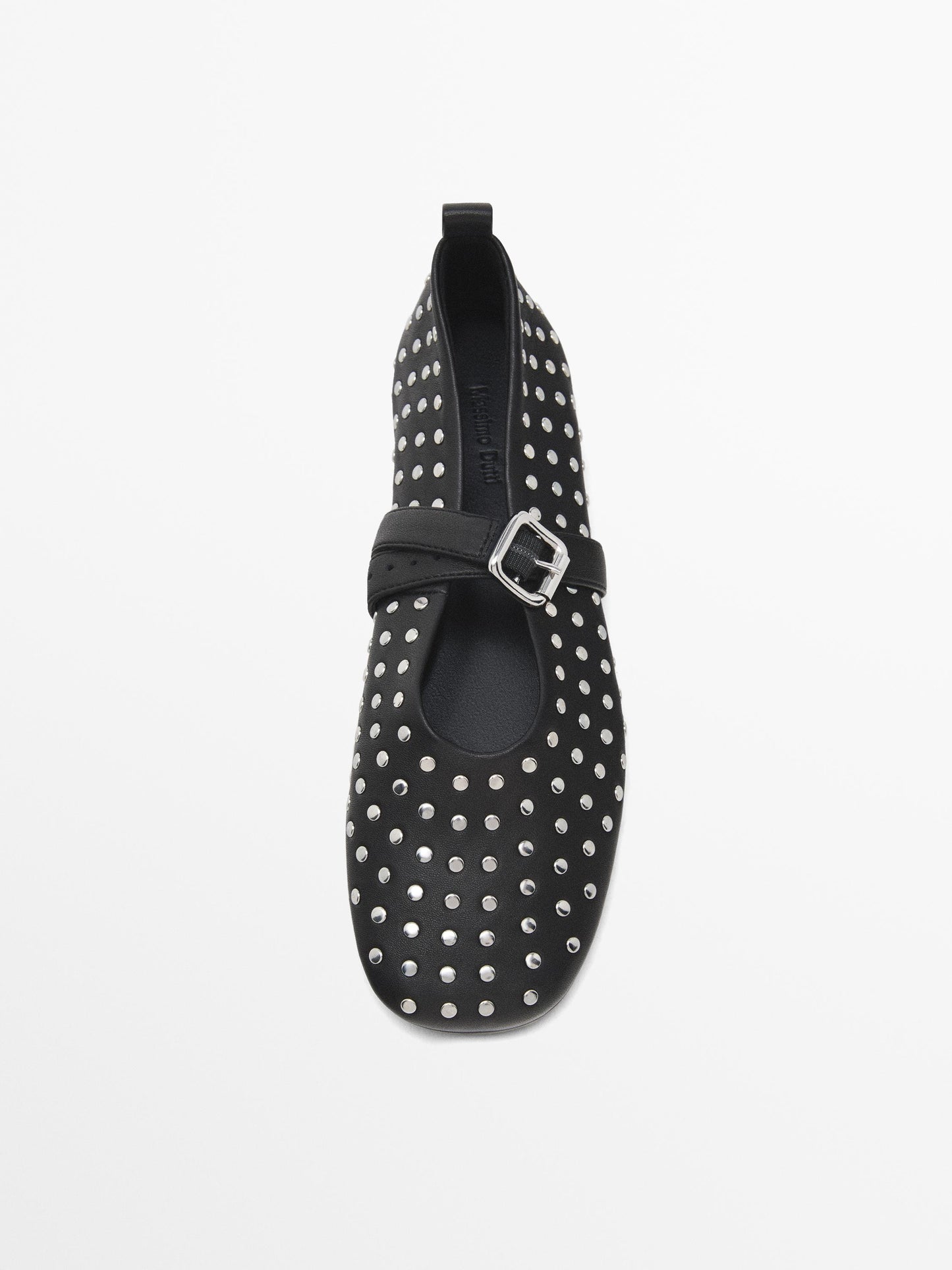 Studded ballet flats with ankle strap