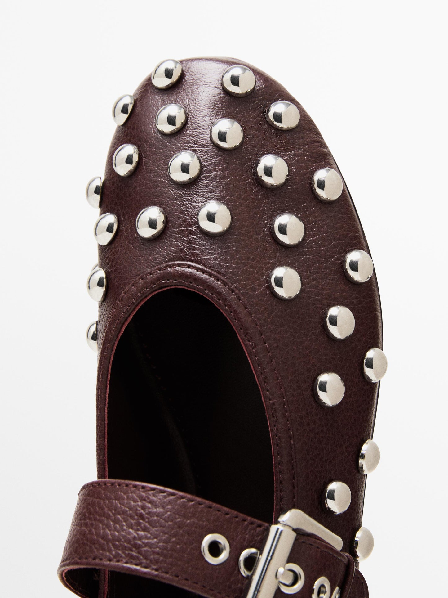 Ballet flats with studded buckles