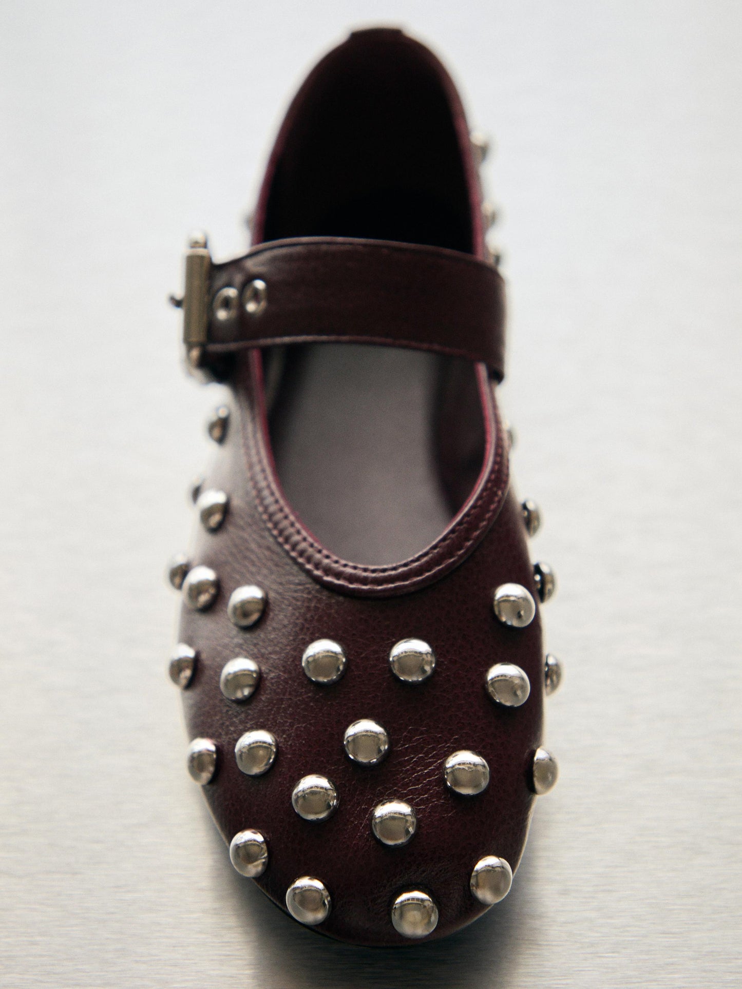 Ballet flats with studded buckles