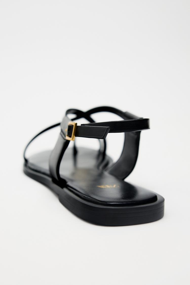 Flat Strap Sandals with Metal Adornment