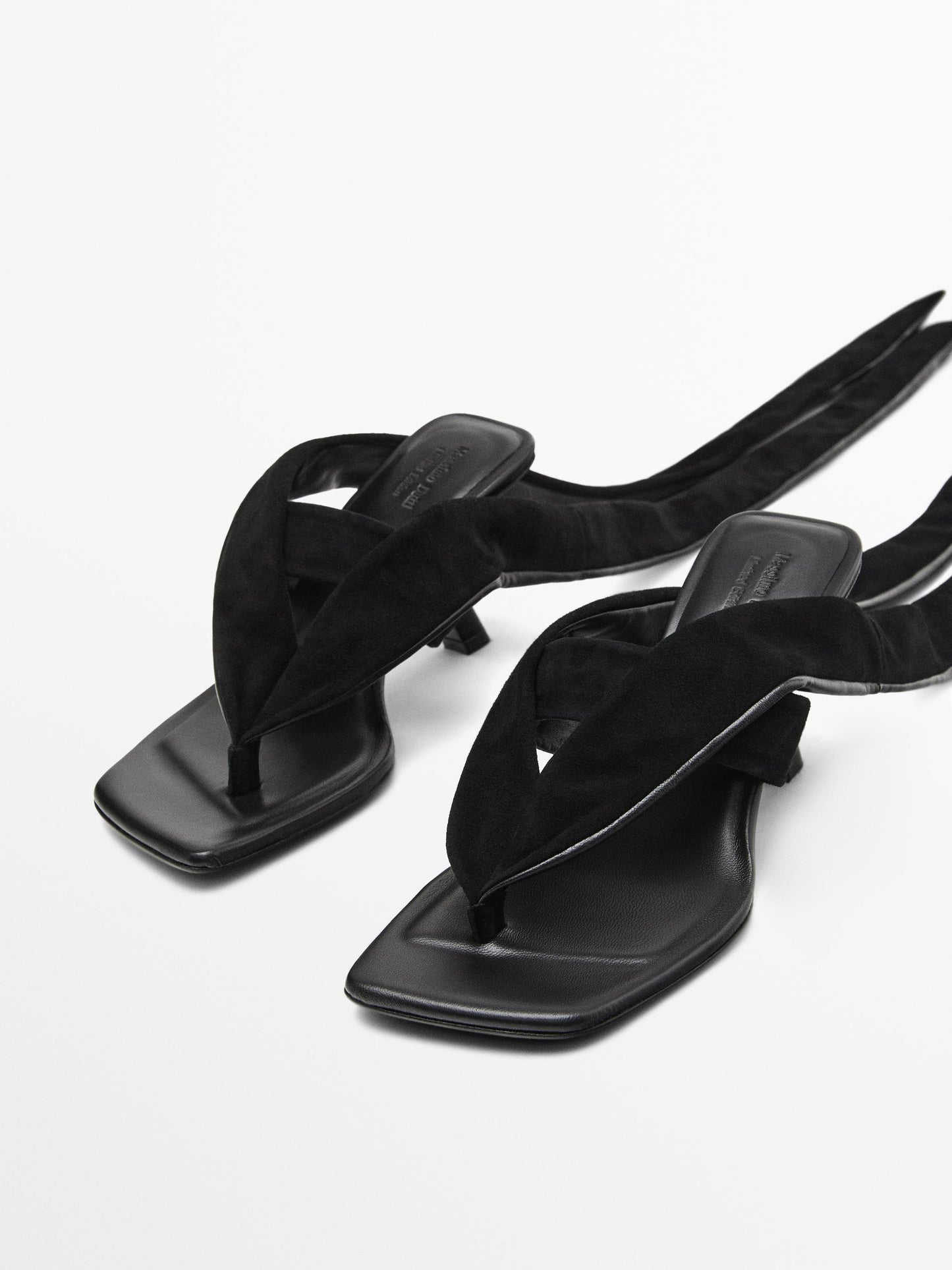 Suede high-heel sandals with tie detail