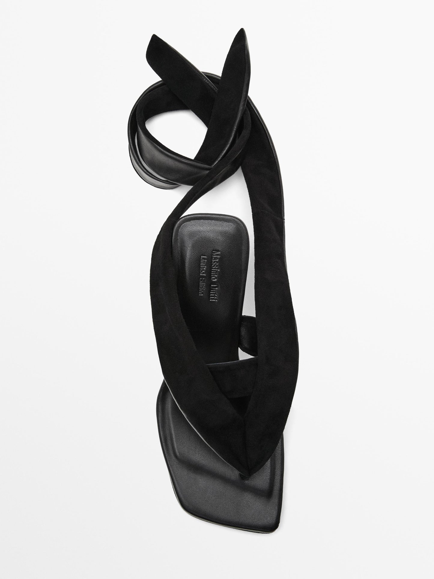 Suede high-heel sandals with tie detail