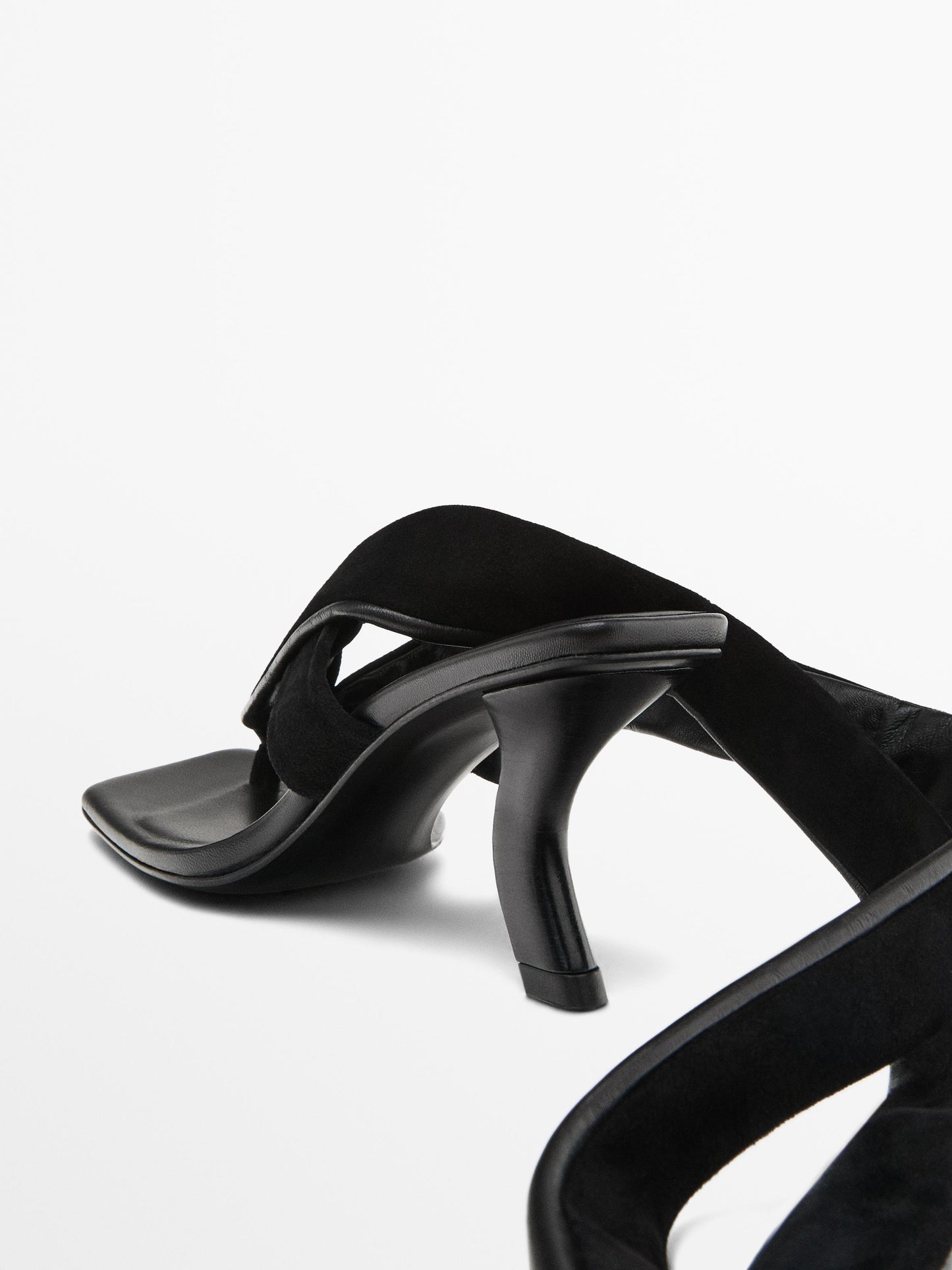 Suede high-heel sandals with tie detail