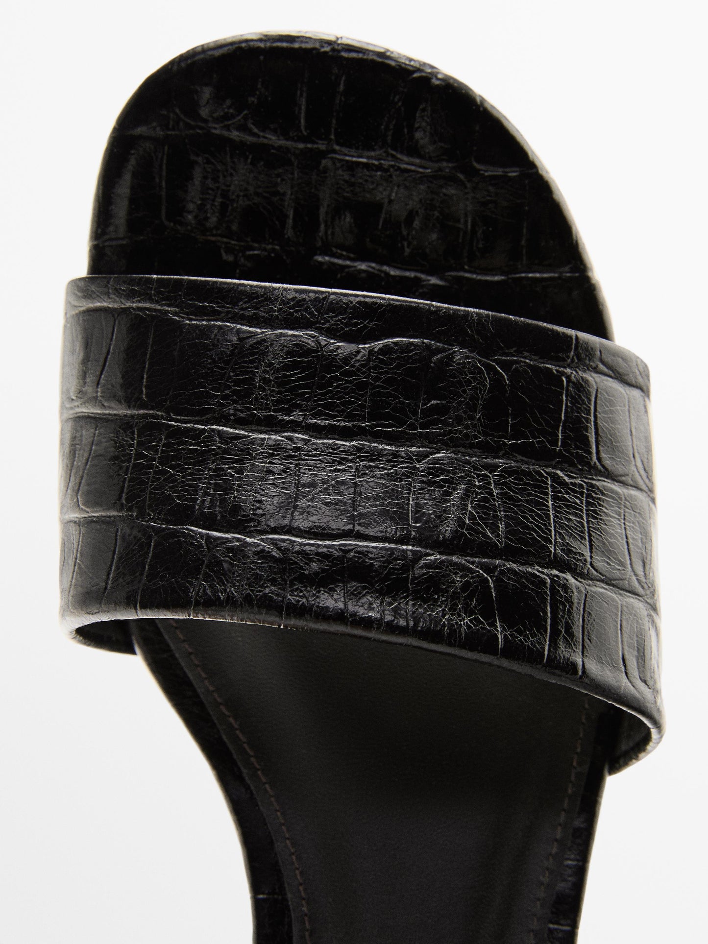 Mock croc embossed heeled sandals