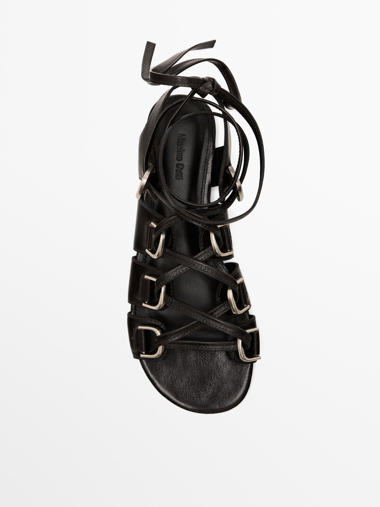 Lace-up sandals with rings
