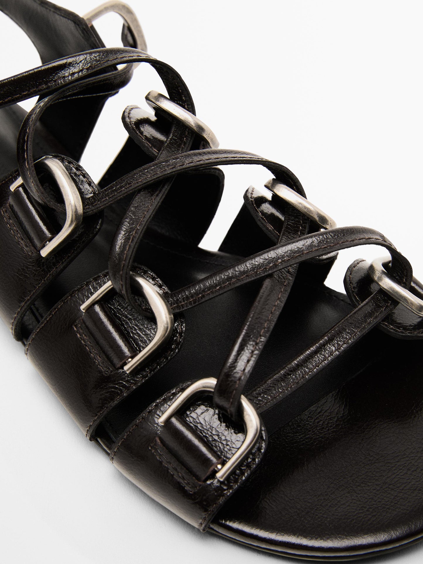 Lace-up sandals with rings