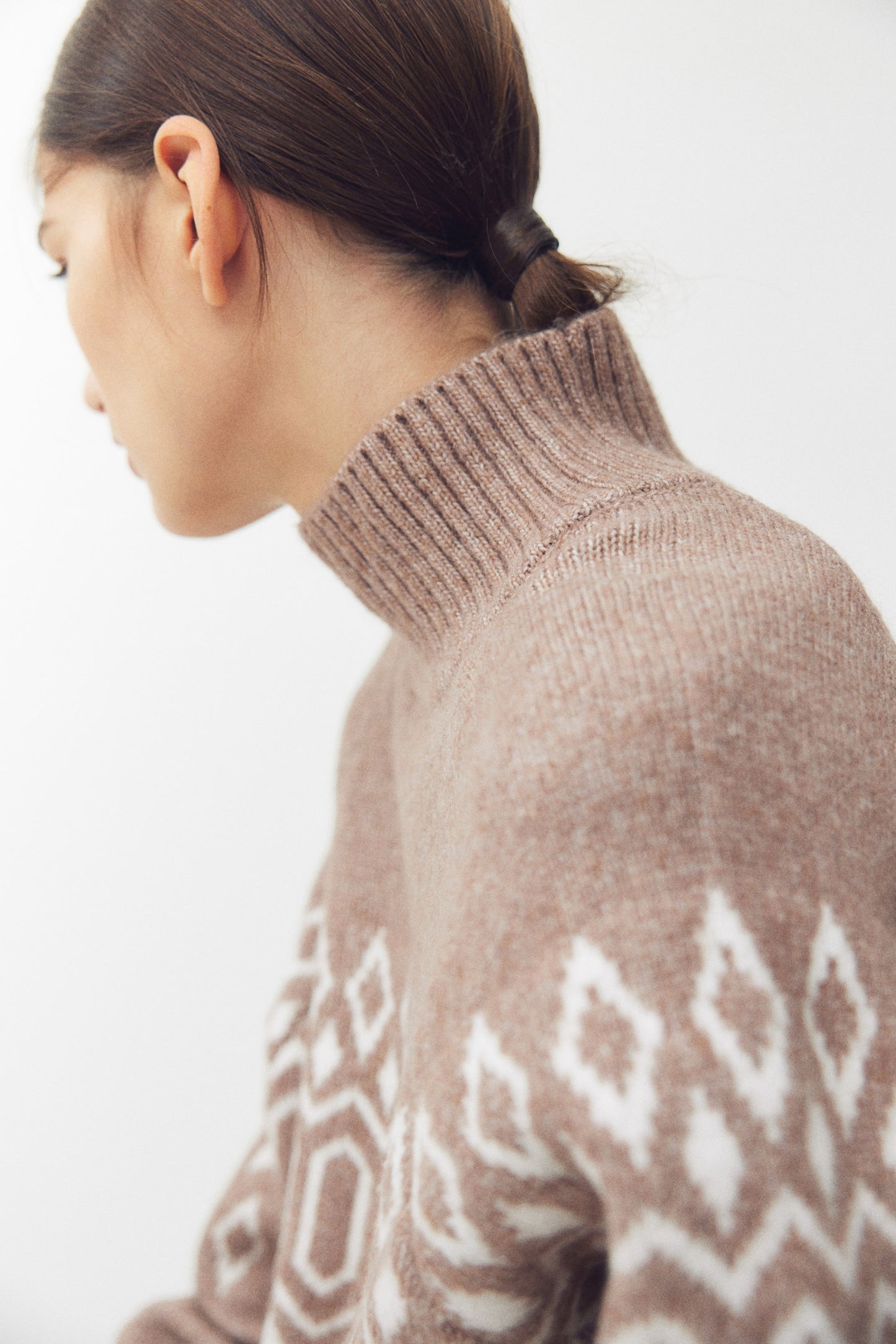 Jacquard-knit turtleneck jumper