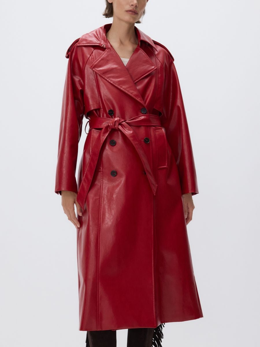Leather imitation trench coat