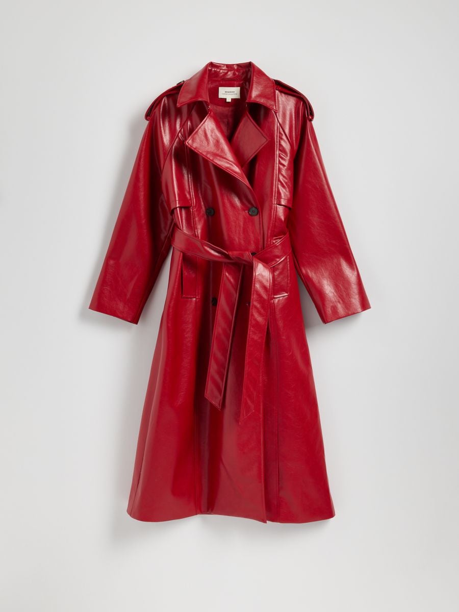 Leather imitation trench coat