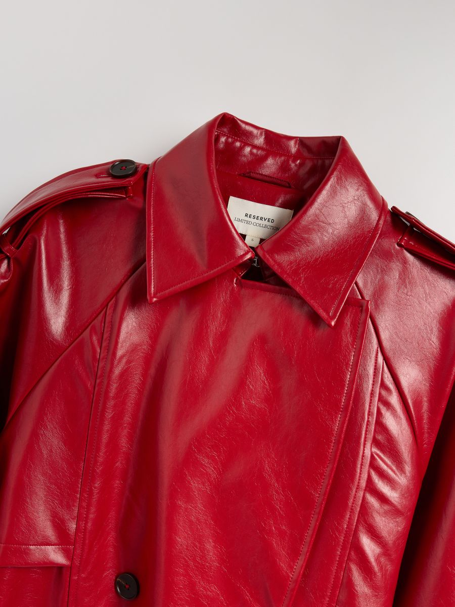 Leather imitation trench coat