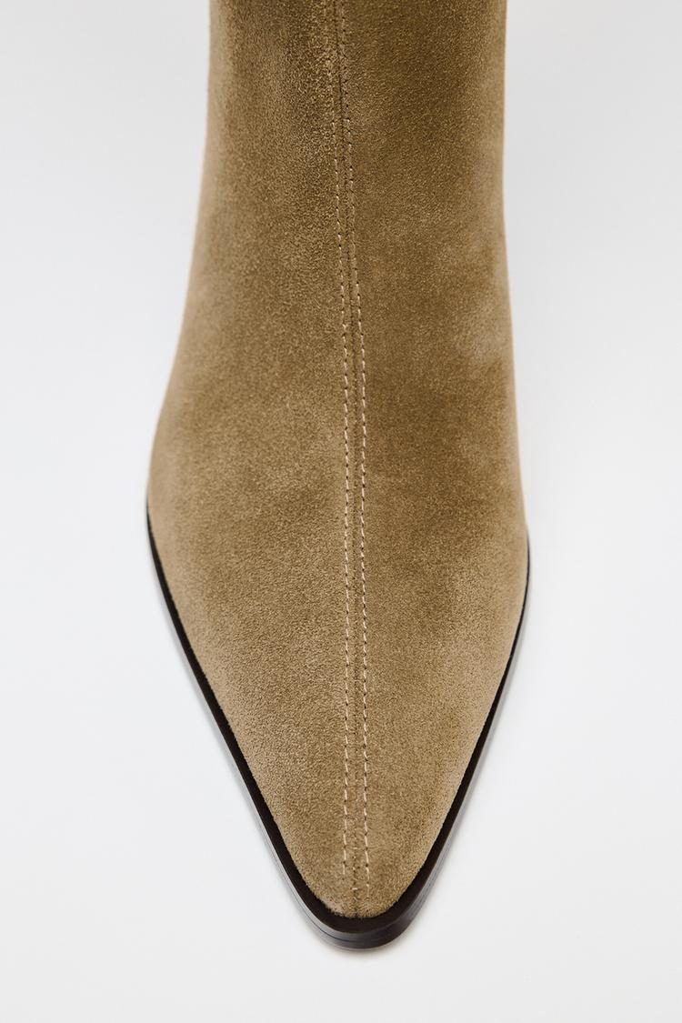 Split Suede Kitten Heel Boots