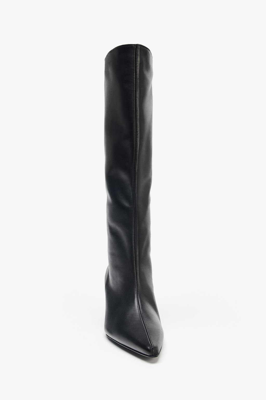 Leather Kitten Heel Boots