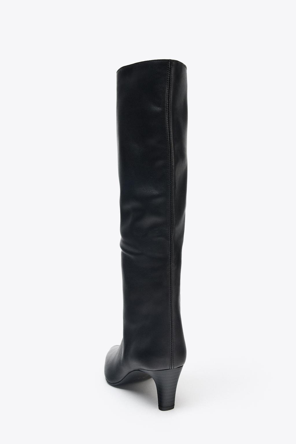 Leather Kitten Heel Boots