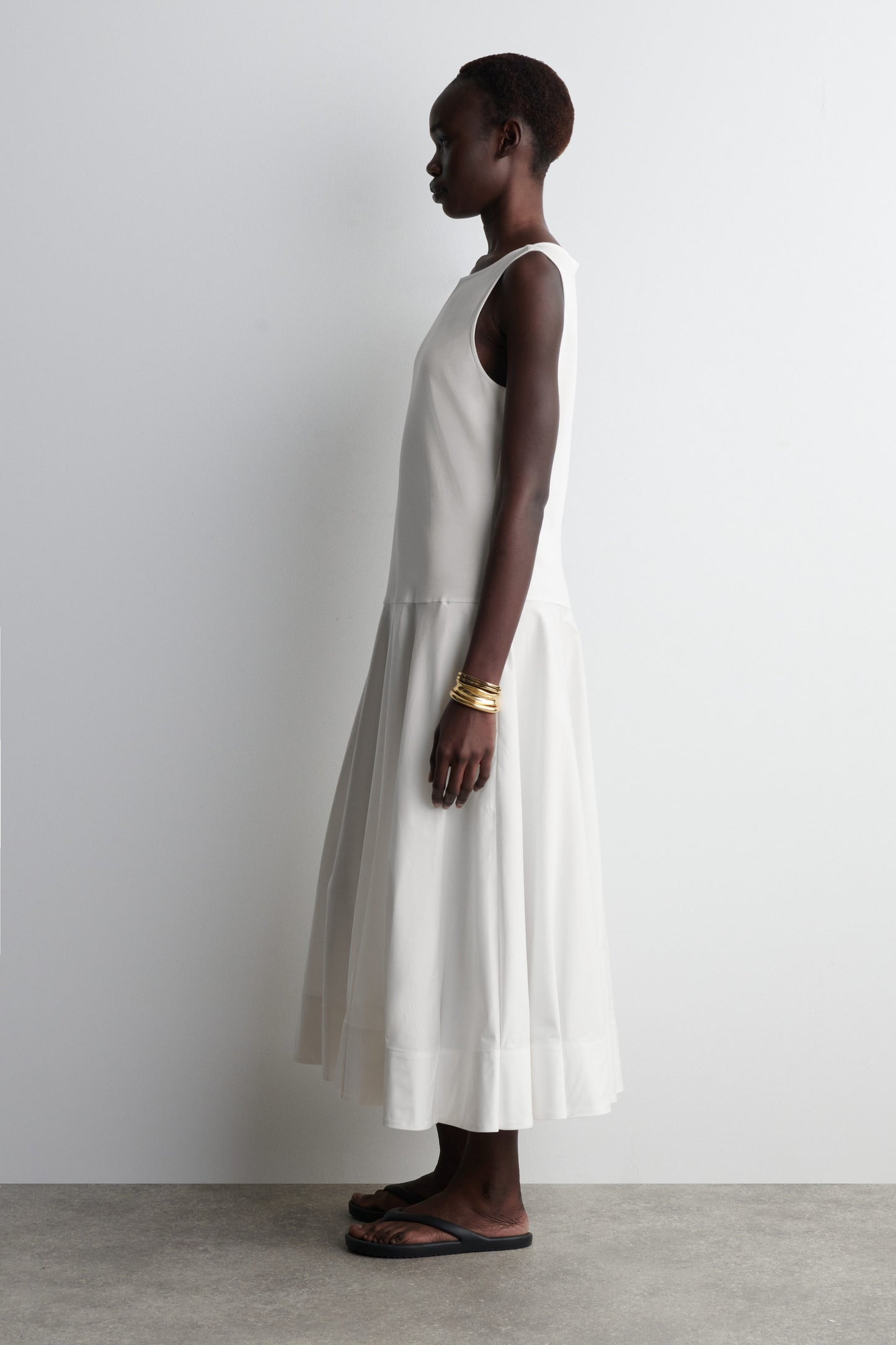 Boat-Neck Cotton A-Line Midi Dress